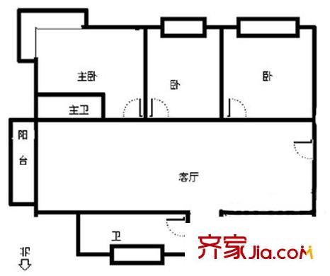 虹桥新城户型图户型图 3室2厅2卫1厨