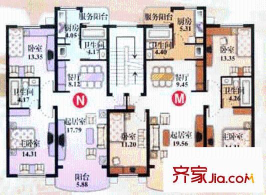 錦繡苑戶型圖3室2廳2衛(wèi)1廚