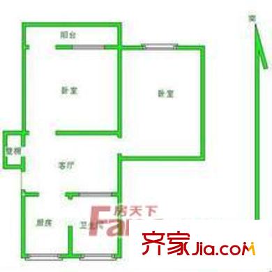 捷雄花苑戶型圖戶型圖 2室1廳1衛(wèi)1廚