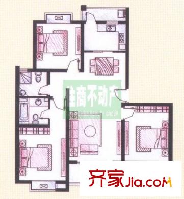 文坊崇文苑 3室 户型图