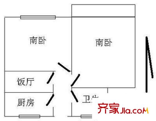 涇西一村 1室 戶型圖