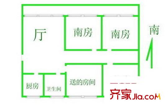 梅川二街坊 3室 户型图