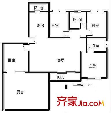 春港麗園戶型圖戶型圖 4室2廳1衛(wèi)1廚