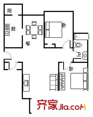 同盛公寓 4室 户型图