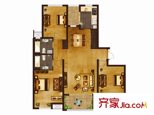 匯智湖畔家園戶型圖C2戶型 3室2廳2衛(wèi)1廚