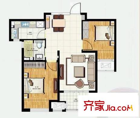 同盛公寓 3室 户型图