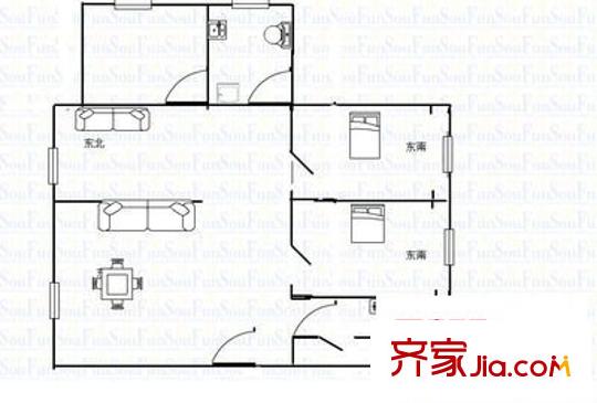 虹古大楼 3室 户型图