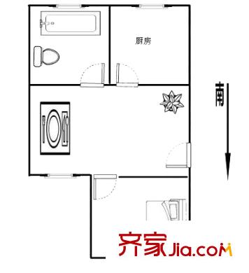彩虹雅苑戶型圖戶型圖 1室1廳1衛(wèi)1廚
