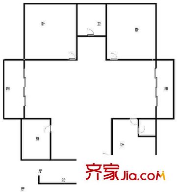 彩虹雅苑戶型圖戶型圖 3室2廳2衛(wèi)1廚