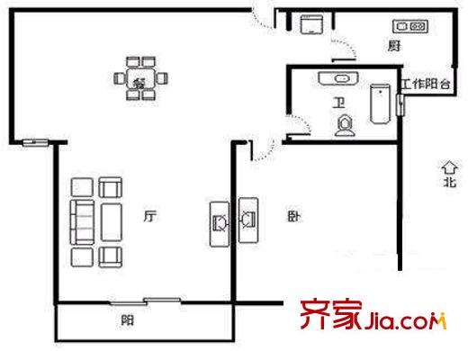 羽山路1000弄小區(qū)戶型圖戶型圖 1室1廳1衛(wèi)1廚