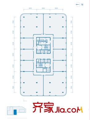 北京方向B座8-14层户型 1室1厅1卫1厨