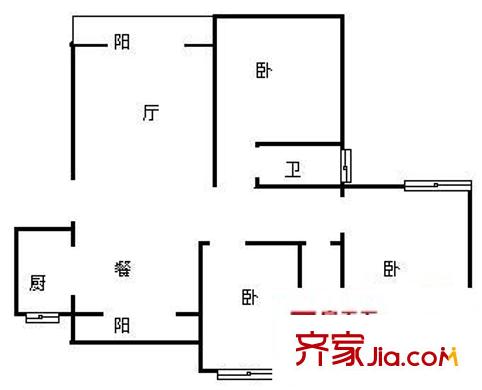 华丽家族古北花园 3室 户型图