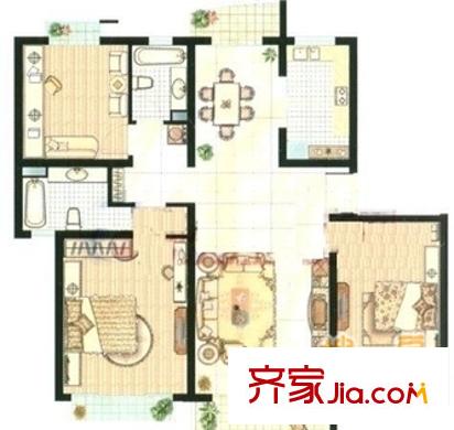 東波苑戶型圖231 2室3廳1衛(wèi)1廚