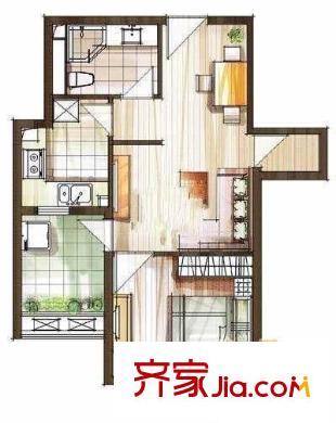 品臻國(guó)際公寓 1室 戶型圖