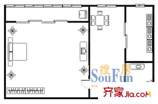 品臻國際公寓1室1廳1衛(wèi)1廚