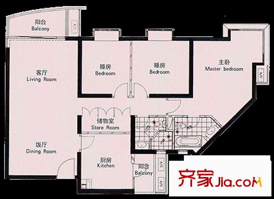 江臨天下 3室 戶型圖