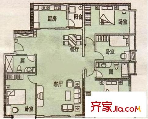 金灣佳園戶型圖戶型圖 3室2廳1衛(wèi)1廚