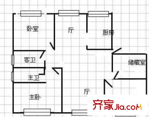春天花园 3室 户型图