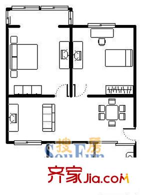 洋涇花園城2室2廳1衛(wèi)1廚