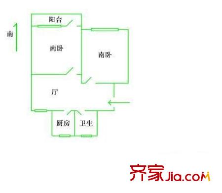 凌兆六村 2室 戶型圖