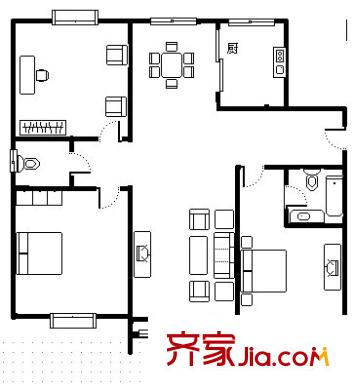 华敏世纪广场 5室 户型图