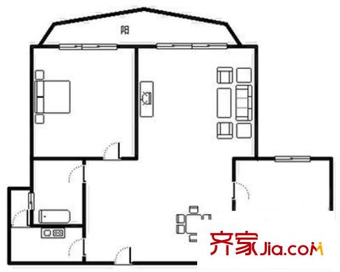 华敏世纪广场 2室 户型图