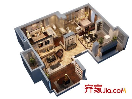 绿地中央广场・云谷一期B户型 3室2厅2卫1厨