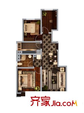绿地中央广场・云谷一期A户型图 3室2厅1卫1厨
