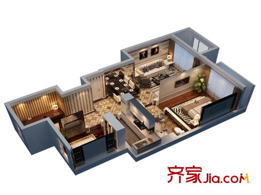 绿地中央广场・云谷一期A户型 3室2厅1卫1厨