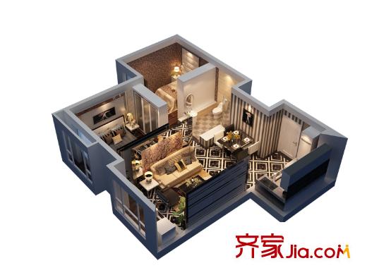 绿地中央广场・云谷一期D户型 2室2厅1卫1厨