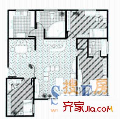 建華小區(qū)戶型圖3室2廳2衛(wèi)1廚