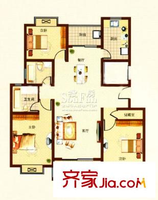 御景豪園戶型圖e戶型 3室2廳1衛(wèi)1廚