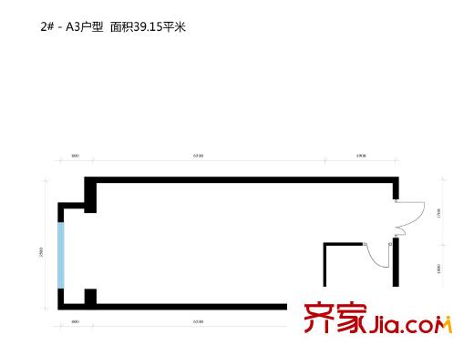 蔚平方米府一期2#楼A3户型 1室1厅1卫1厨