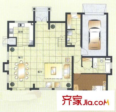 嘉怡别墅356平米户型一层 5室3厅3卫1厨