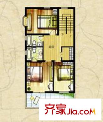 畢加索園墅Pd戶型二層 4室2廳3衛(wèi)1廚