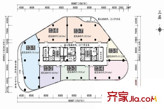 骏豪・中央公园广场3层户型图