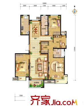 中国铁建・北京山语城二期E2户型 4室2厅2卫1厨