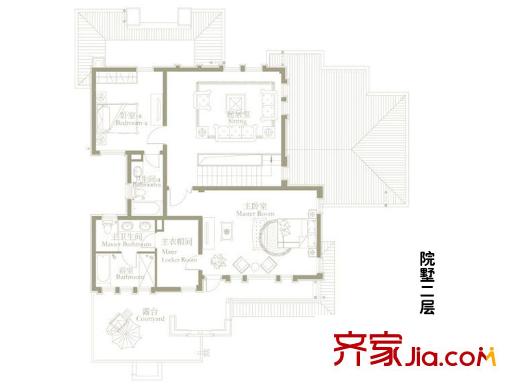 宝华栎庭独院B2型地上二层 3室2厅2卫1厨