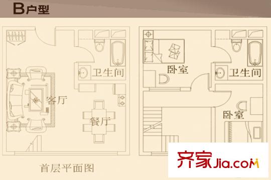 前门金霖府B户型 2室1厅1卫1厨