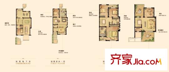 港城滴水湖馨苑別墅C戶型 4室2廳3衛(wèi)1廚