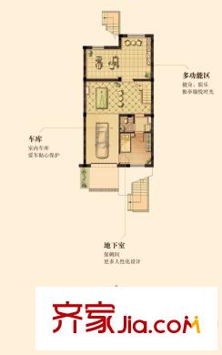 港城滴水湖馨苑別墅B戶型地下室 4室2廳3衛(wèi)1廚