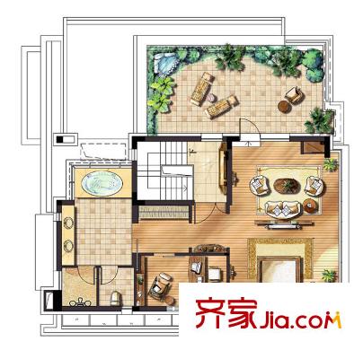 湯臣湖庭花園獨(dú)棟A戶型地上三層 4室3廳4衛(wèi)1廚