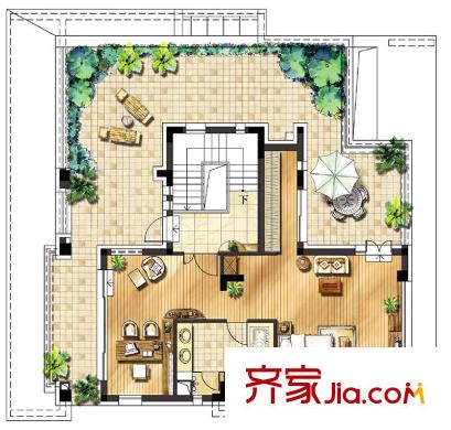 湯臣湖庭花園獨(dú)棟B戶型地上三層 4室3廳5衛(wèi)1廚