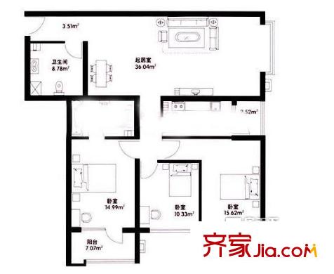 成發(fā)苑戶型圖戶型圖 4室2廳2衛(wèi)1廚