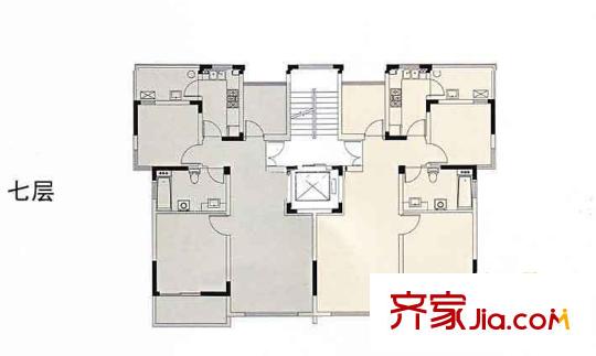 保利维拉家园户型图7号楼七层平面图 1室1厅1卫1厨