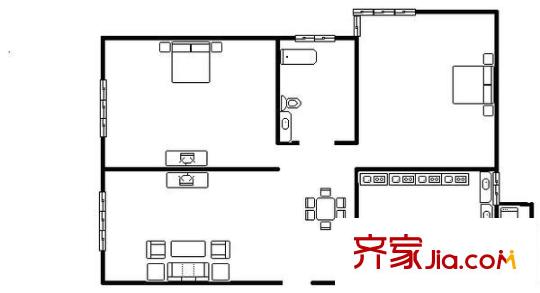 星云小區(qū) 2室 戶型圖