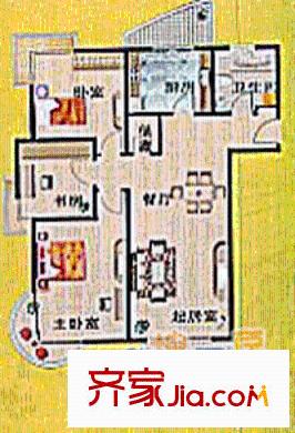 紫竹華庭戶型圖3室2廳1衛(wèi)1廚