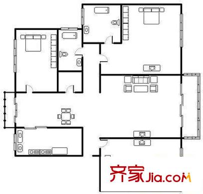 棲山苑 3室 戶型圖
