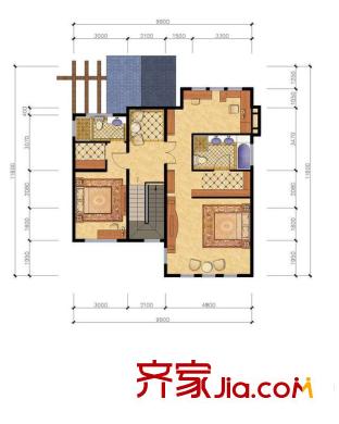 北京半岛C户型二层户型图 4室3厅3卫1厨