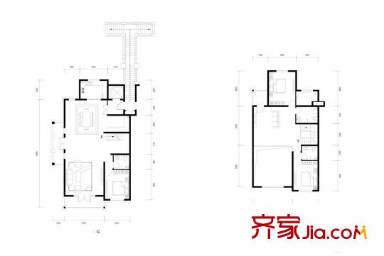 金科王府澜庭上叠边户型 3室3厅3卫1厨